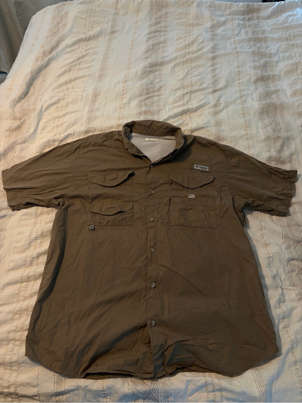 Columbia PFG Men’s Large Brown Short Sleeve Vented Fishing Shirt